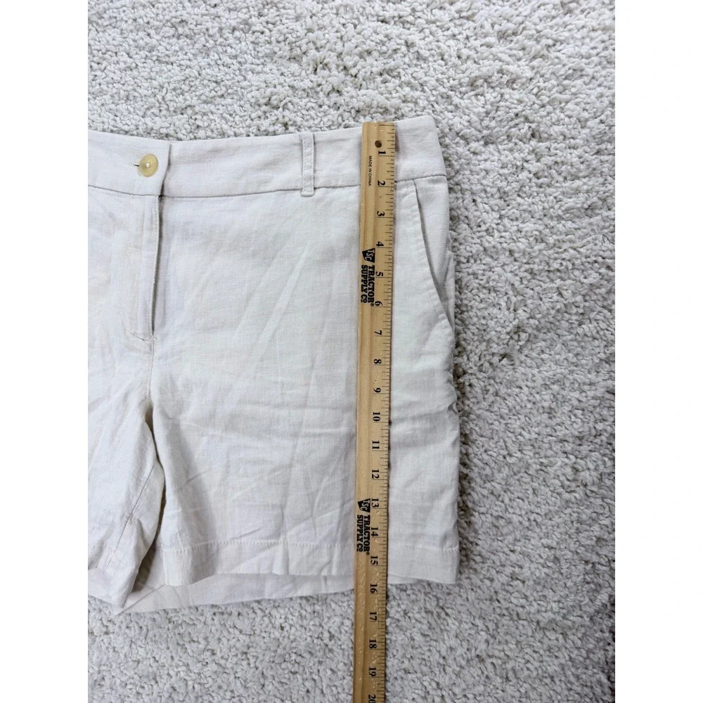 Loft Outlet Shorts Women 12 Beige New Mid Rise‎ 6 Inch Inseam Linen Blend